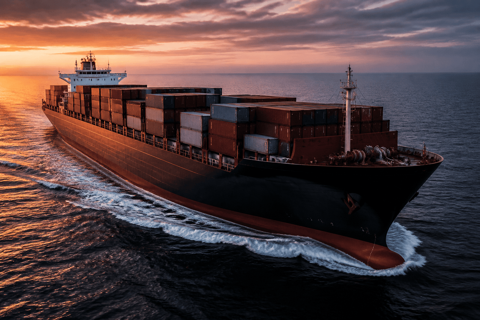 Cargo vessel underway