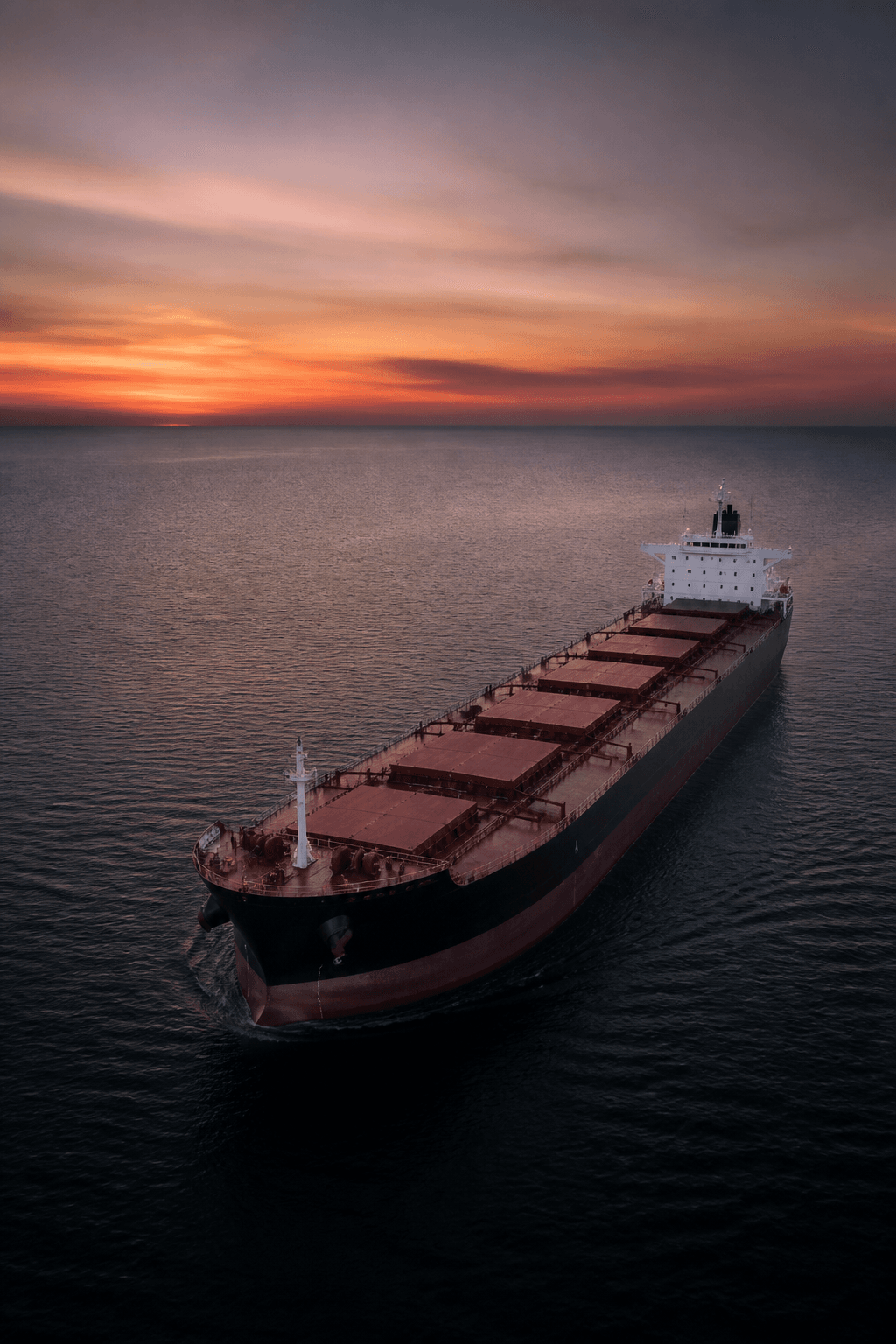 Bulk carrier at sea under clear skies
